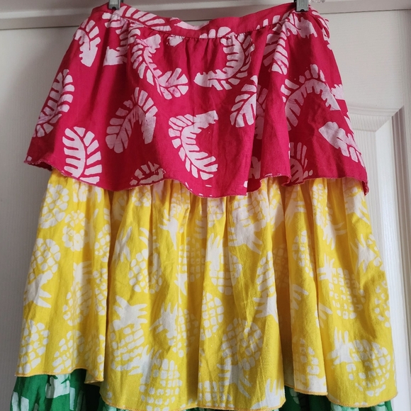 🔥Aqua + Studio 189 💯 Cotton Tiered Rainbow-Block Design Maxi Skirt - Picture 5 of 12